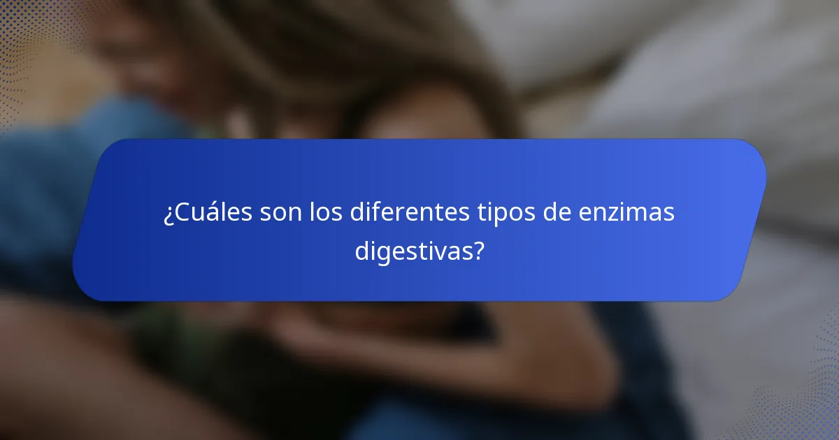 ¿Cuáles son los diferentes tipos de enzimas digestivas?